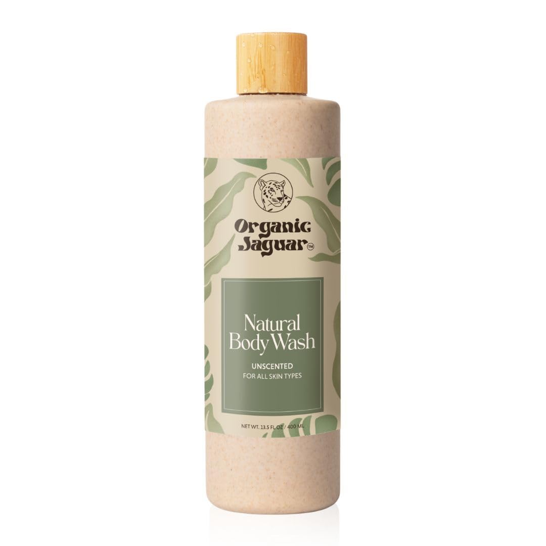 Organic Jaguar front bottle showing label and 13.5 fl oz size, clear view of product