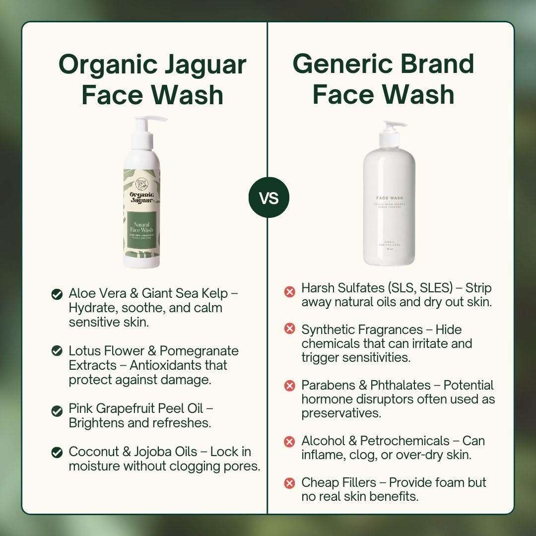 Organic Jaguar with aloe and grapefruit ingredients highlighting natural brightening