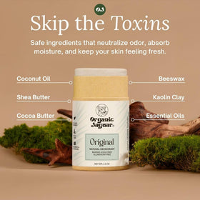 Organic Jaguar stick application in hand demonstrating easy use and quick absorption benefit