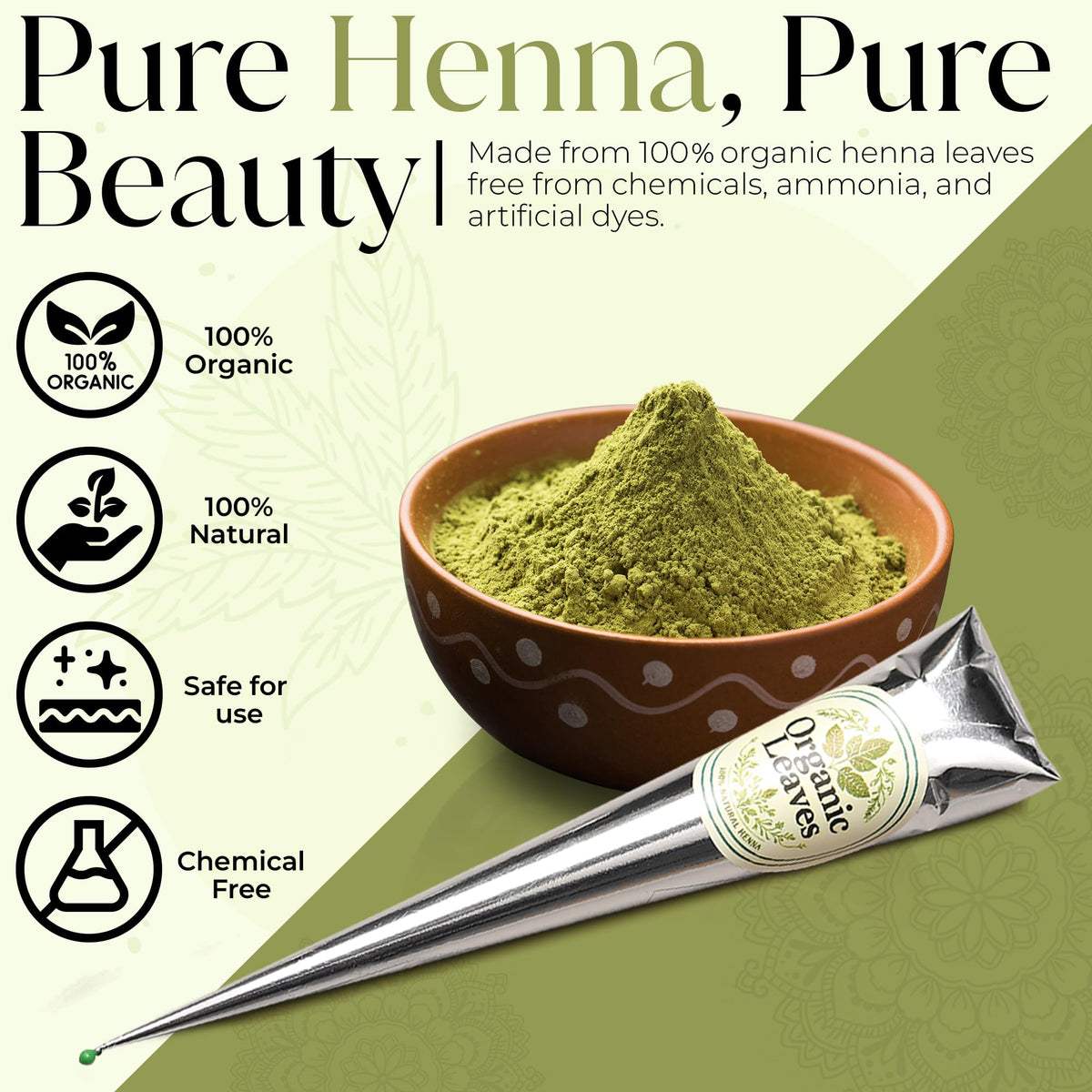 Organic Leaves applying cone to roots for quick natural hair color