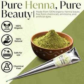 Organic Leaves applying cone to roots for quick natural hair color