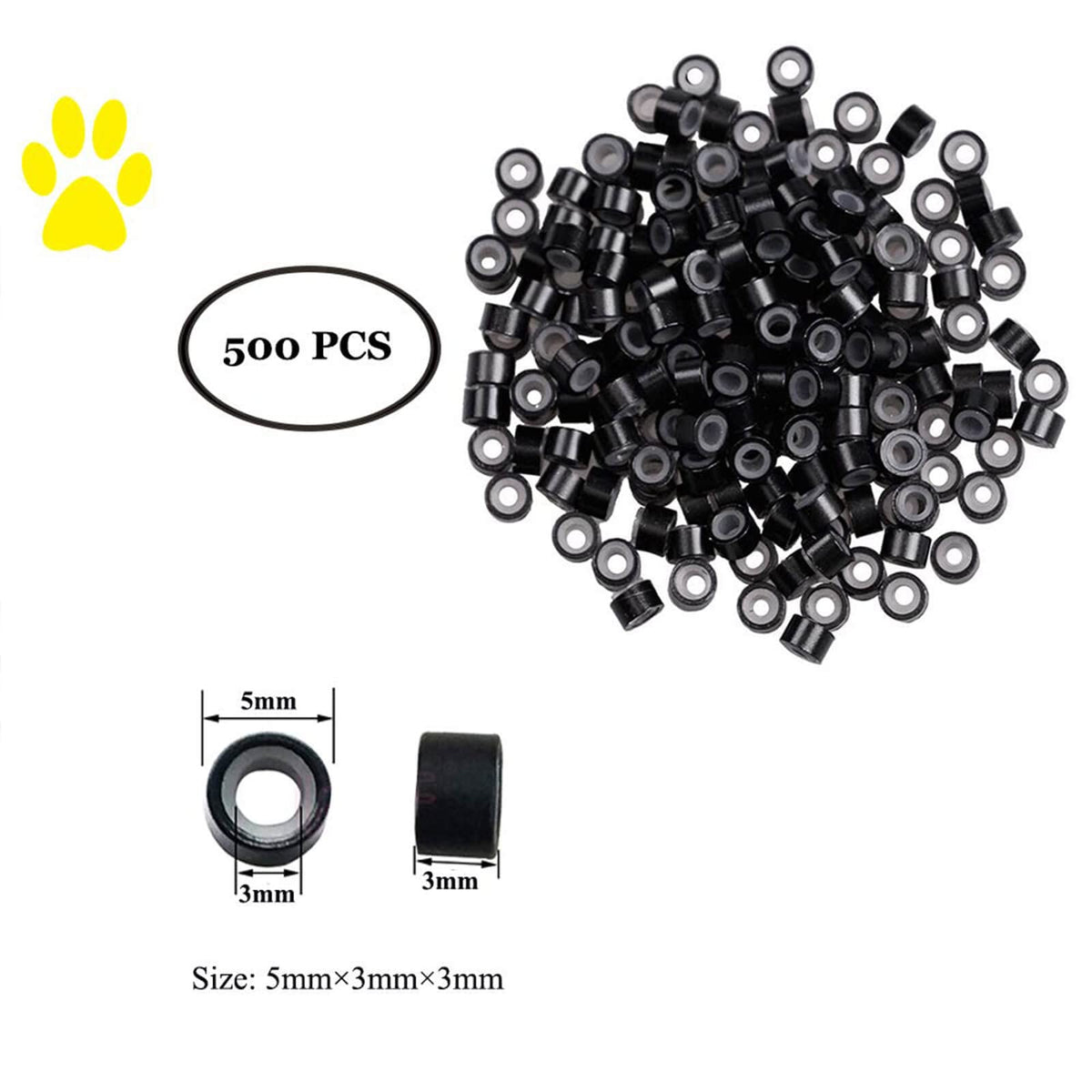 Orgrimmar silicone link rings pile demonstrating gentle grip to protect hair
