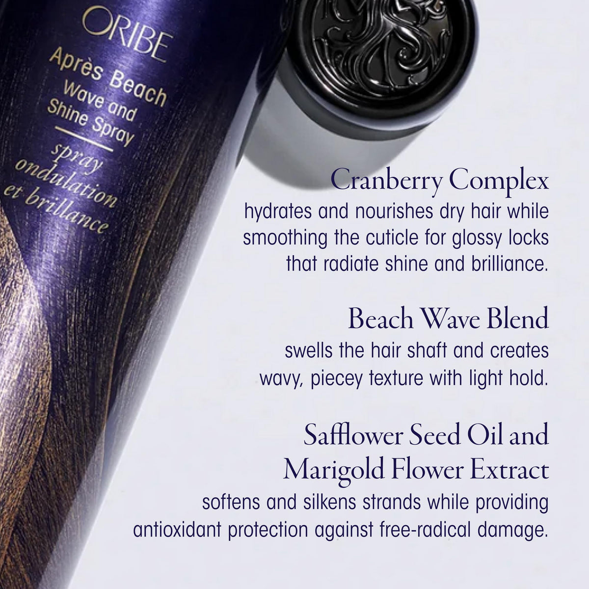 Oribe Après Beach mist on wavy hair showing natural texture and luminous shine