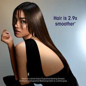Oribe back label close-up highlighting ingredients and product information benefit