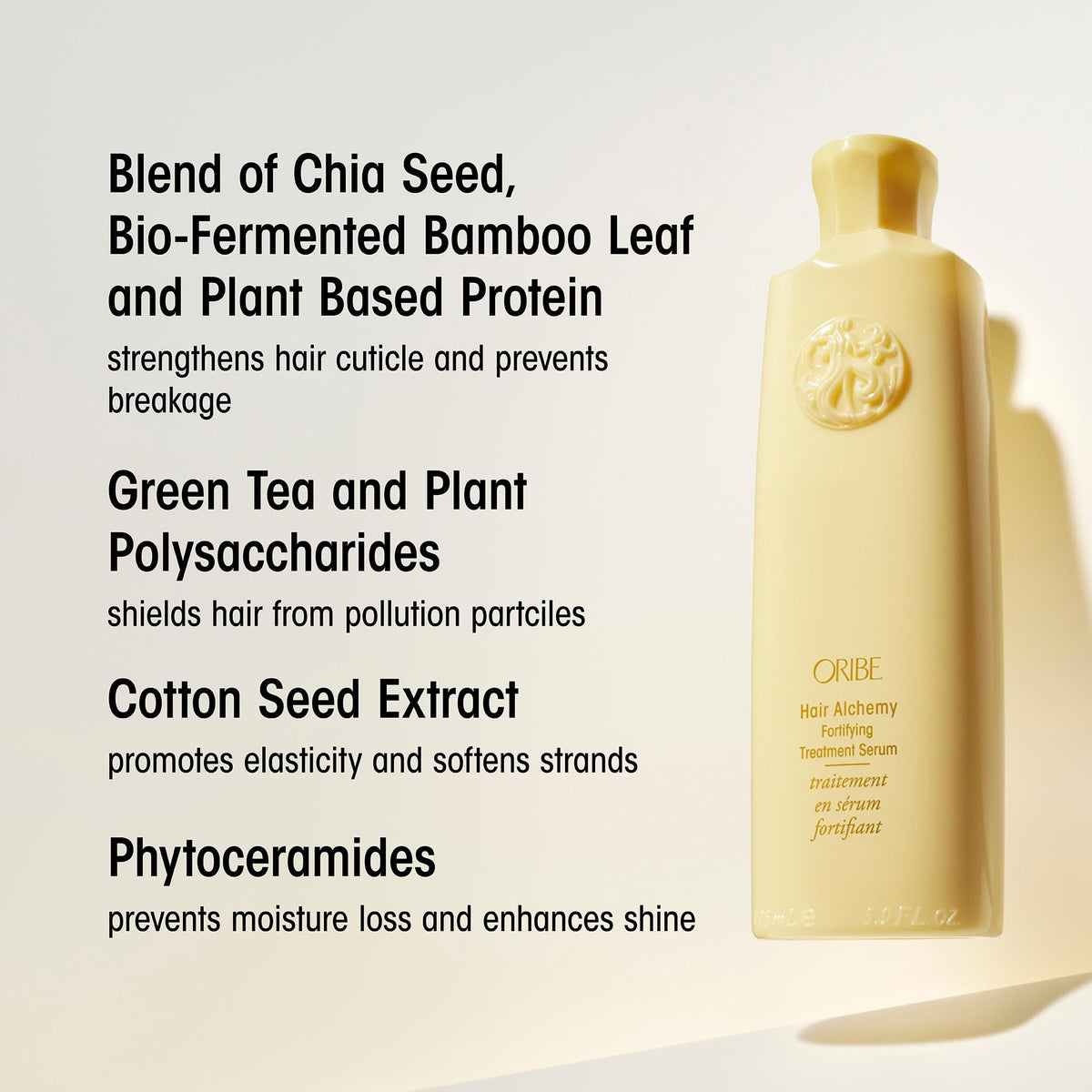 ORIBE before and after length comparison showing reduced breakage benefit