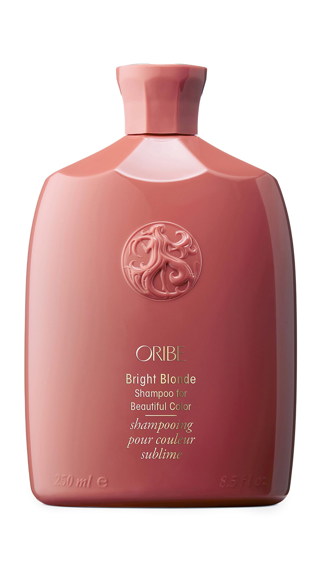 Oribe Bright Blonde front packaging showing 8.5 oz bottle and label benefit