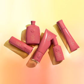Oribe Bright Blonde next to a ruler for 3oz scale, clarifies compact travel-friendly size