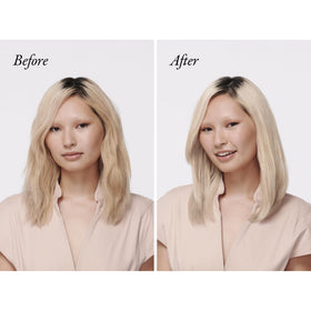 Oribe shampoo texture poured to display violet pigment and toning action