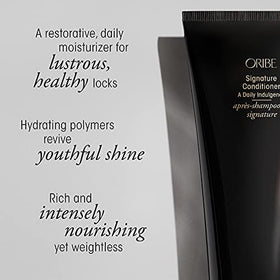 Oribe-conditioned hair after styling showing glossy shine and polished finish