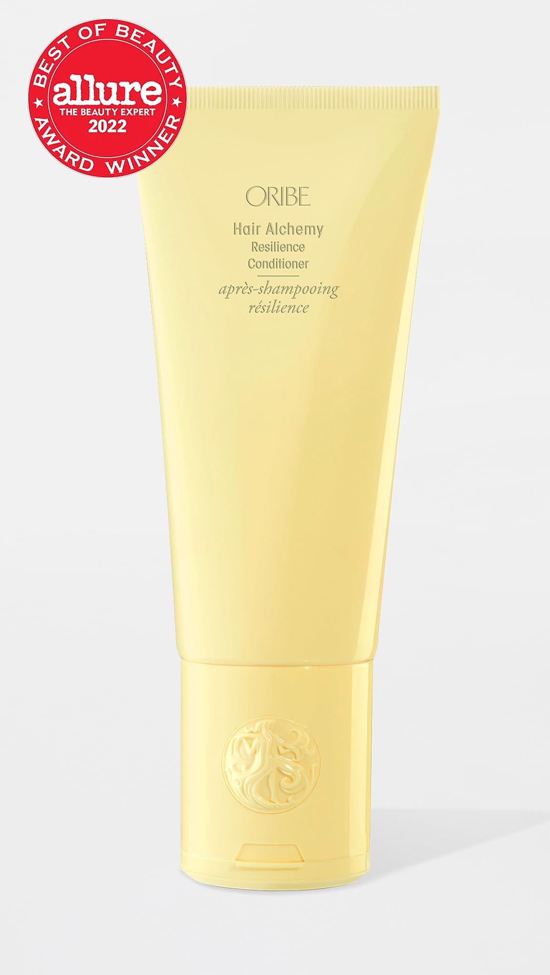 Oribe conditioner pump and cap close-up for easy dispensing