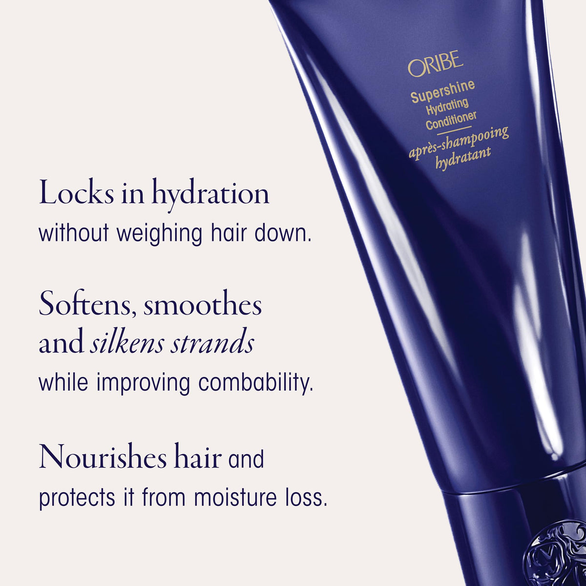 Oribe Supershine moisturizing cream on hands showing easy application and softness