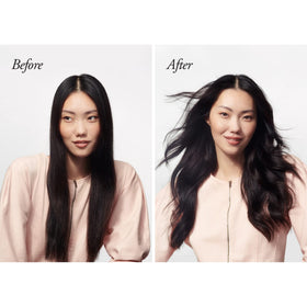 ORIBE applied during blow-dry delivering frizz reduction and soft hold