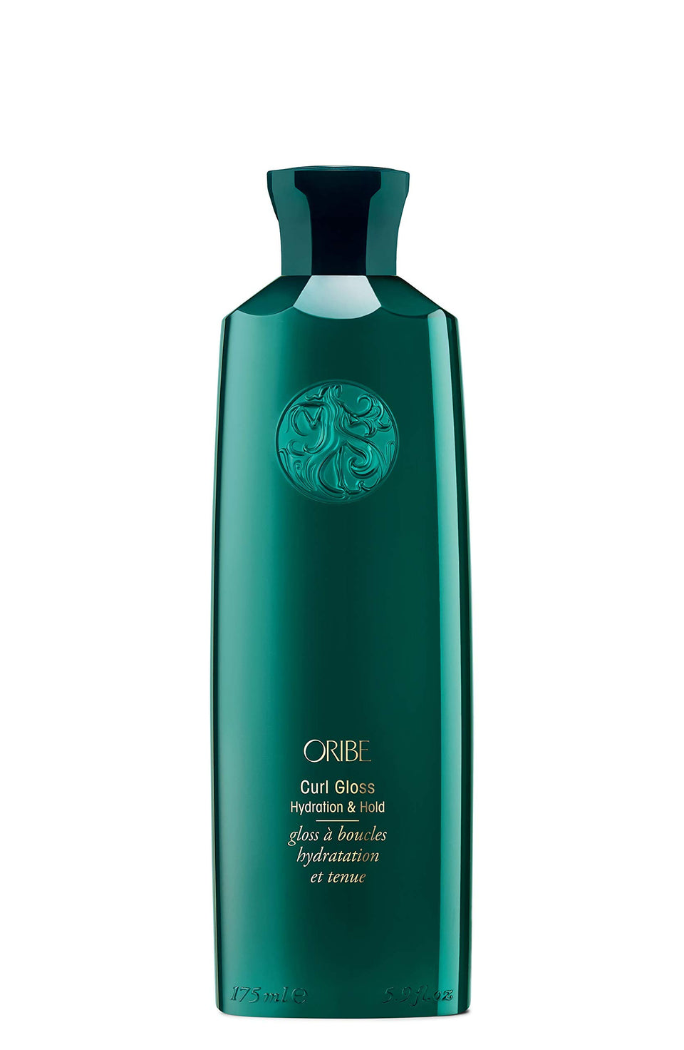 Oribe Curl Gloss front packaging showing bottle and label, elegant branding benefit