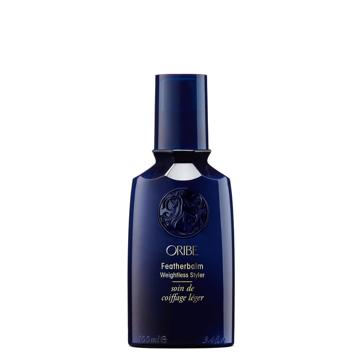 Oribe Featherbalm front jar showing packaging and lightweight formula benefit