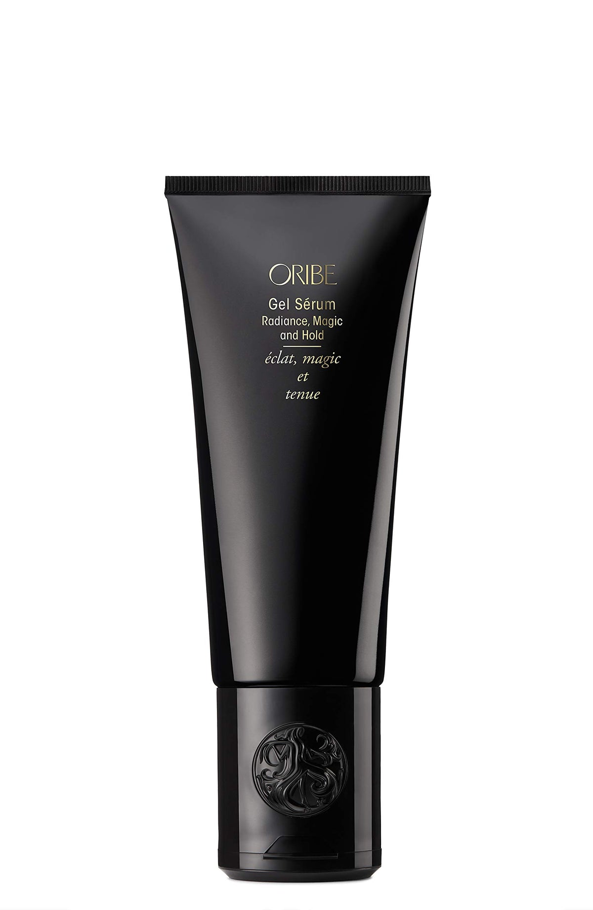 ORIBE front packaging of Gel Radiance showing bottle and label for polished styling