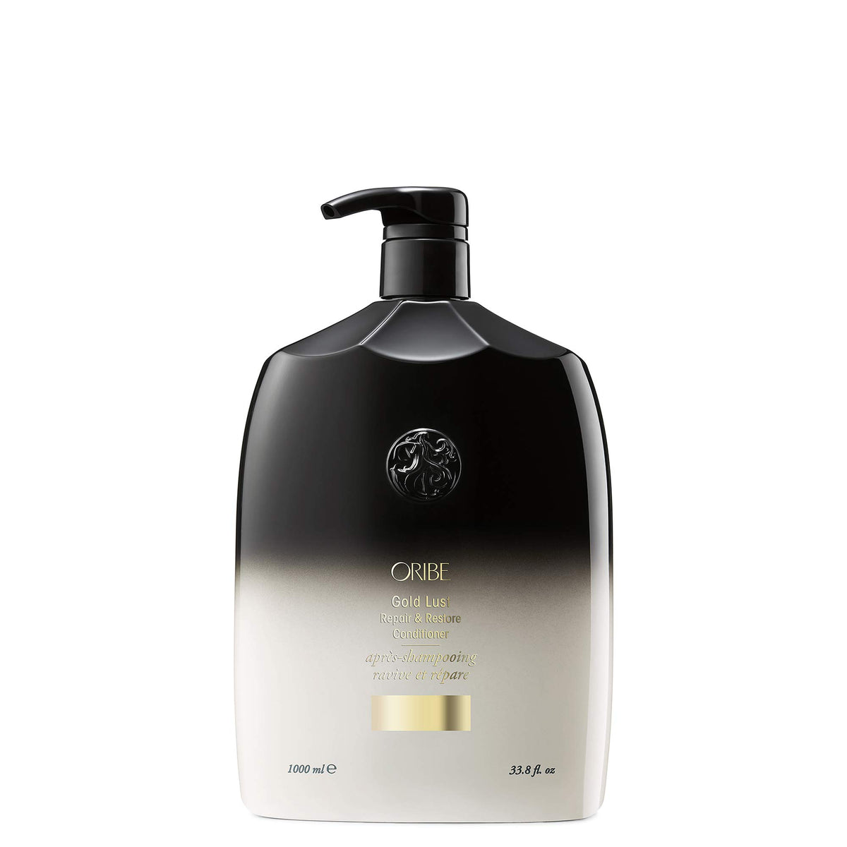 Oribe Gold Lust front bottle view showing premium packaging and salon size benefit