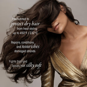 Fine mist from Oribe Gold Lust showing lightweight texture and even coverage