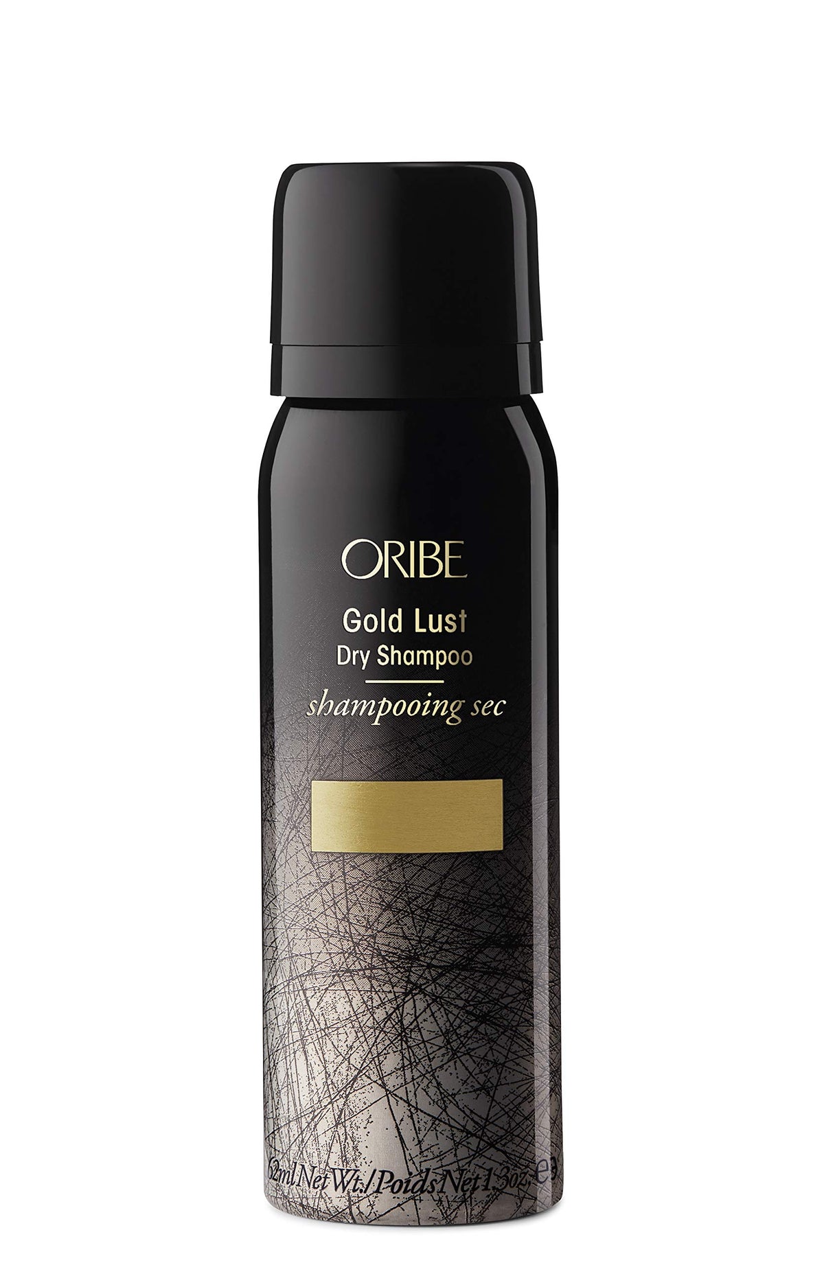 Oribe Gold Lust dry shampoo front can showing branding and size benefit: quick refresh