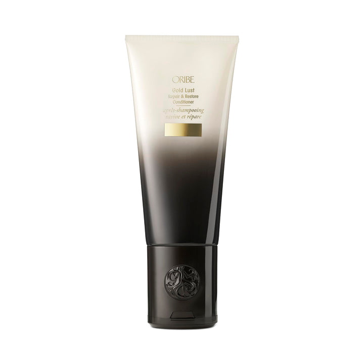 Oribe Gold Lust front packaging showing bottle and label, brand provides luxe repair