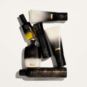 Oribe Gold Lust before and after hair comparison demonstrating visible repair