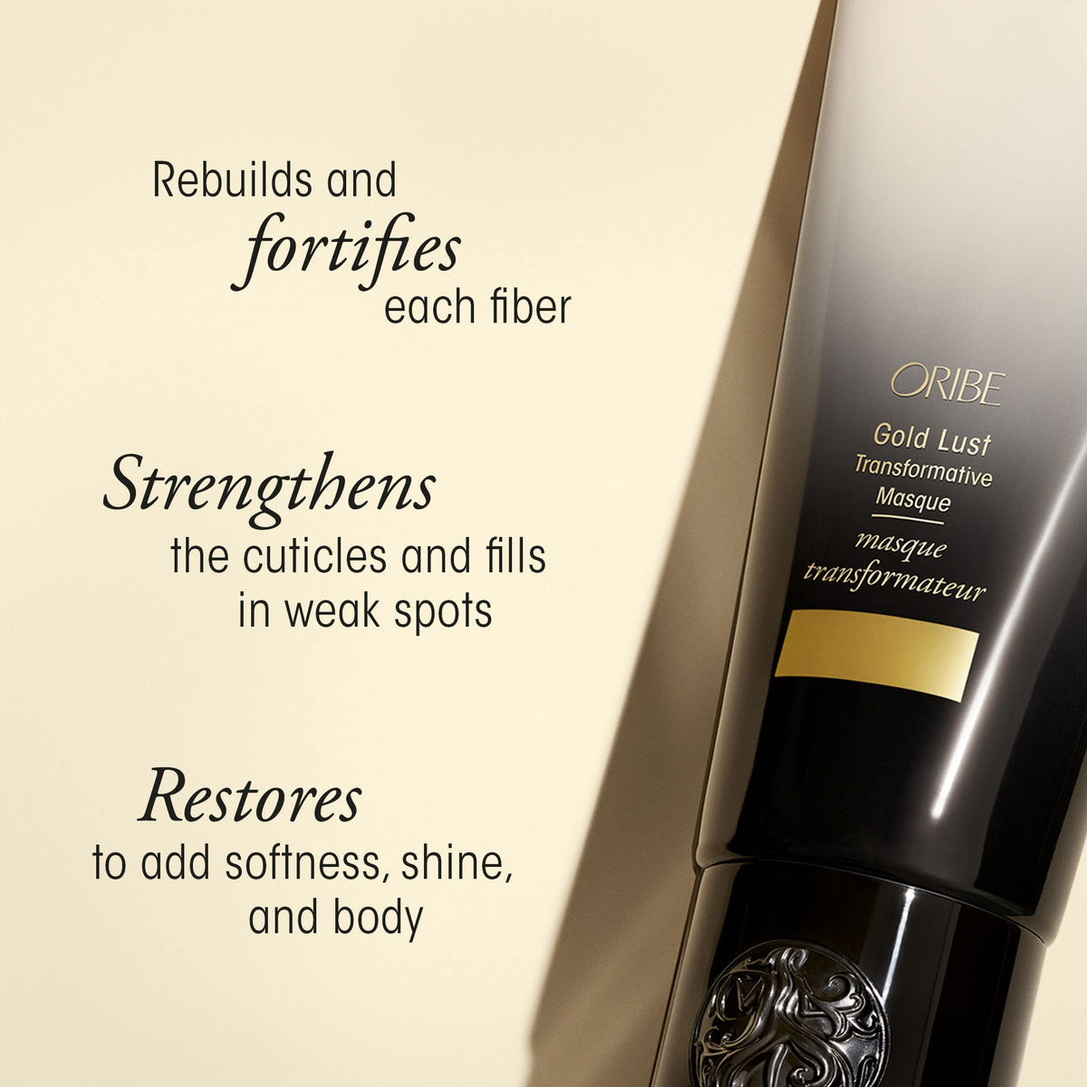 Oribe Gold Lust mask creamy texture close-up demonstrating rich moisture