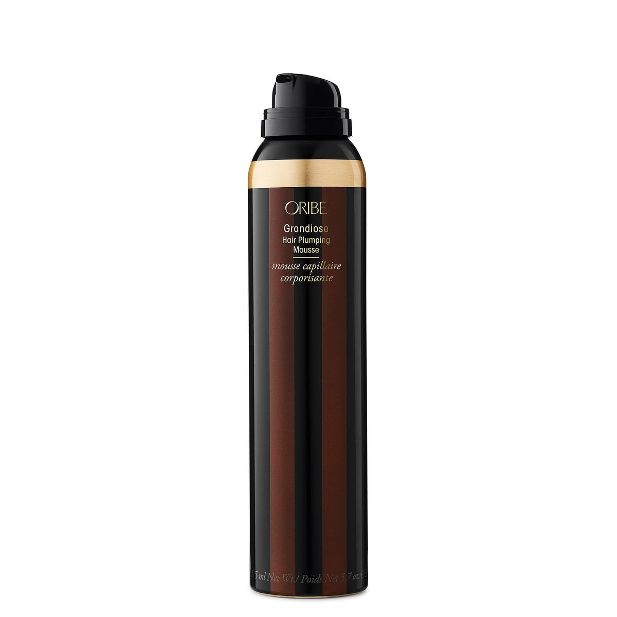 Close-up of Oribe Grandiose mousse texture dispensing, showing airy foam and hydration