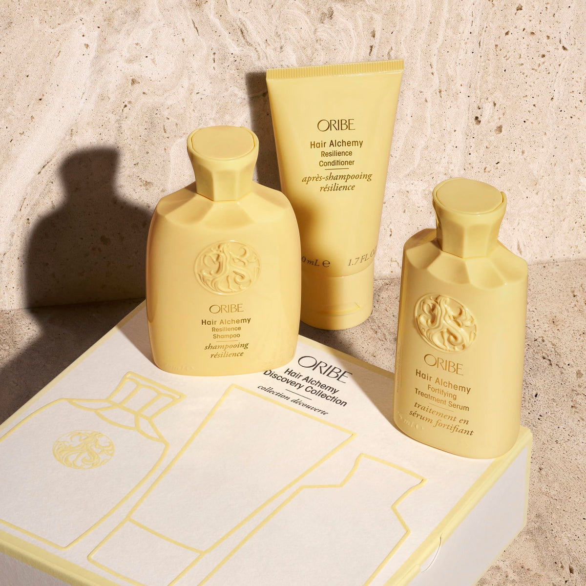 ORIBE shampoo bottle close-up highlighting gentle cleansing benefit