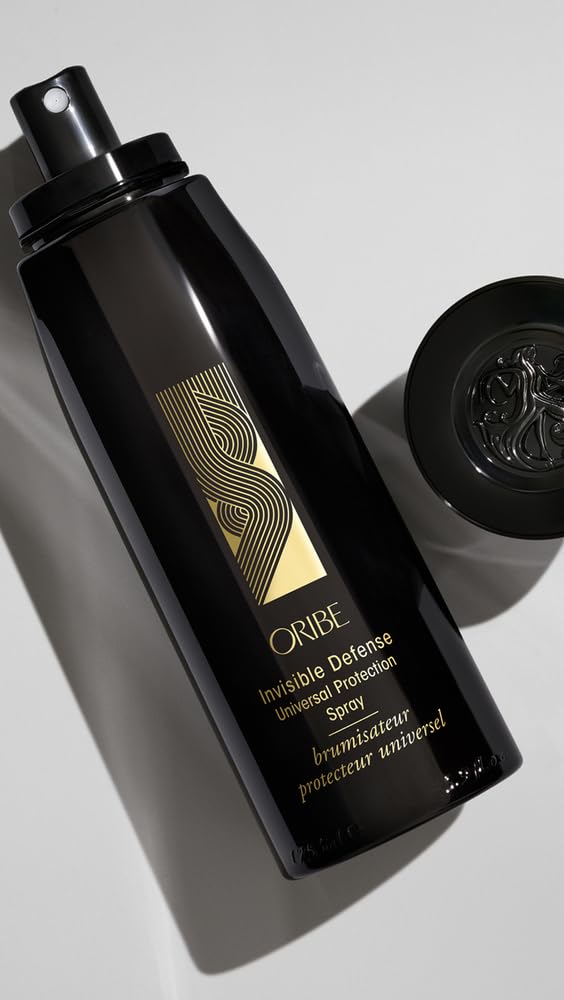 Oribe Invisible Defense bottle next to common objects for scale, shows 5.9 oz size