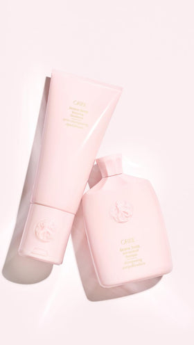 ORIBE label close-up highlighting ingredients and gentle formulation benefits