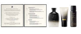 Oribe trio styled on bathroom counter showing how set integrates into routines