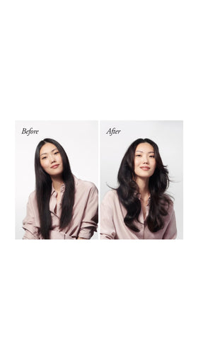 Oribe lifestyle styling result with lifted hair showing voluminous finish