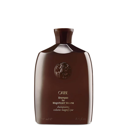 Oribe bottle front view showing branding and size, conveys luxury