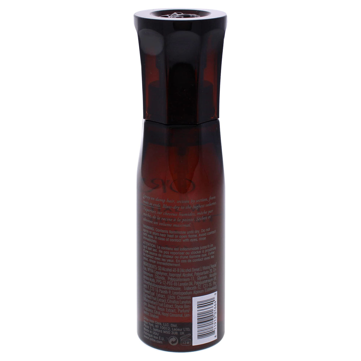 Oribe Maximista in-hand application demonstrating spray texture and quick root lift benefit