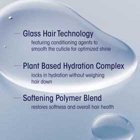 Oribe Mirror Rinse before-and-after strand shows smoother surface and enhanced gloss