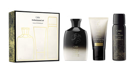 Oribe Obsessed Set front packaging showing three travel-size products and brand elegance