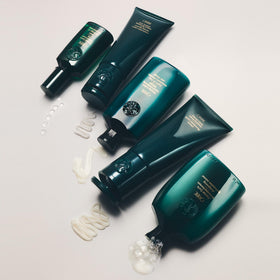 Oribe product on a styling station indicating professional-ready routine benefit