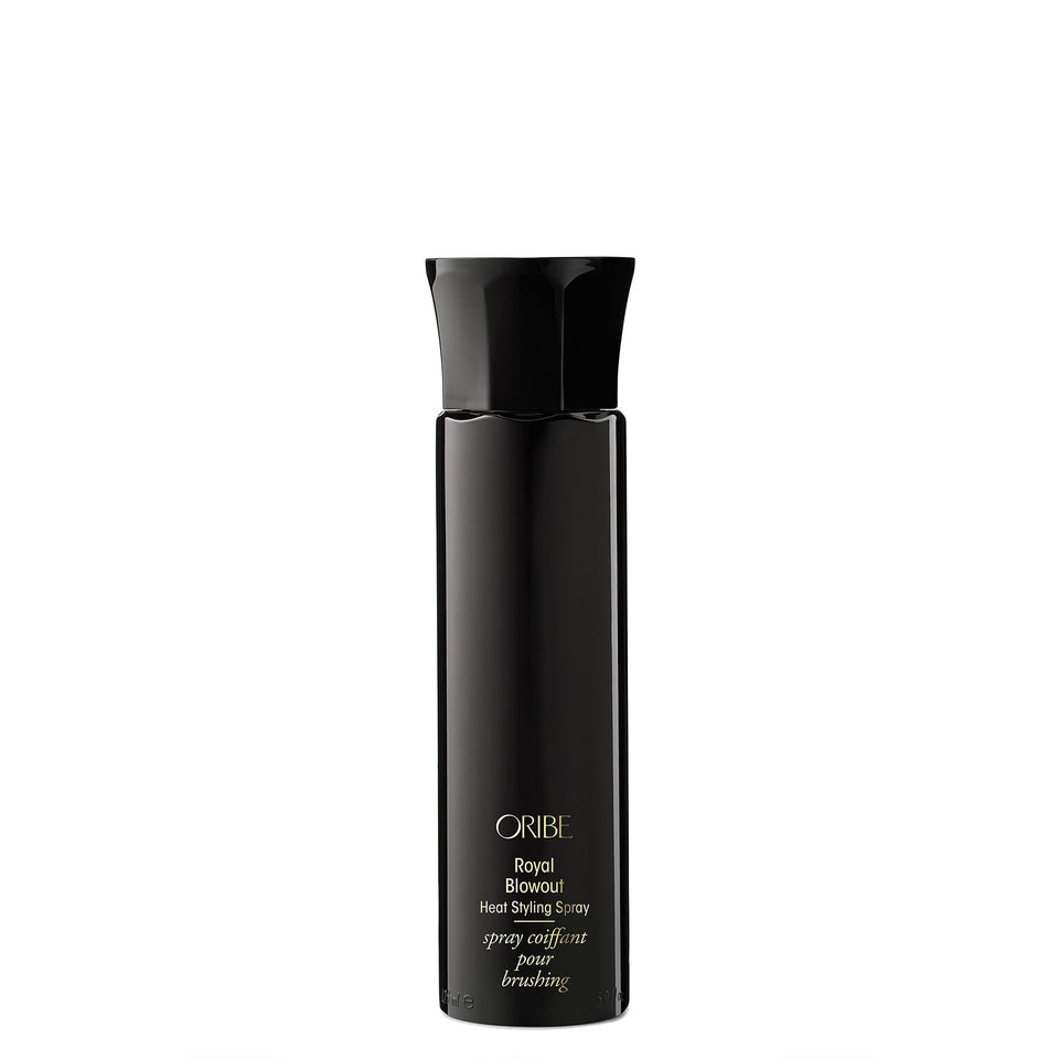 Oribe bottle front packaging showing elegant design and polished finish benefit