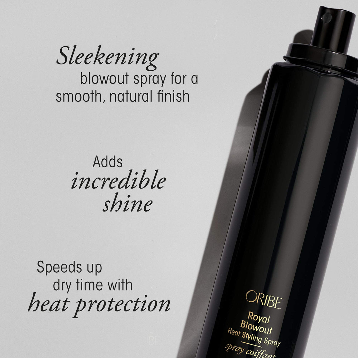 Oribe Royal Blowout label close-up highlighting ingredients and professional formulation benefits