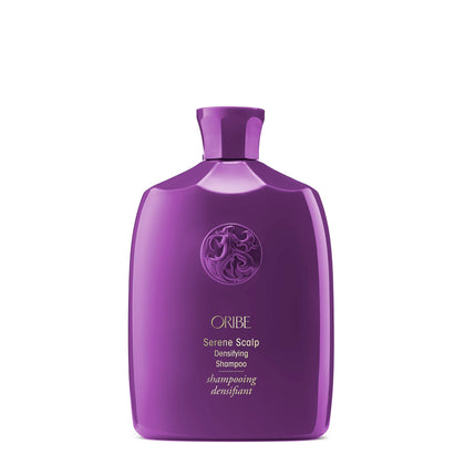 Oribe Serene Scalp shampoo front packaging showing sleek bottle and branding benefit volumizing