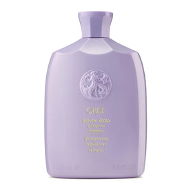 oribe front packaging showing lavender bottle and clear product benefit