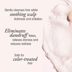 Oribe Serene Scalp shampoo texture close-up showing creamy formula and gentle exfoliation benefit