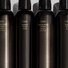 Oribe Superfine in a glam styling scene showing glossy finish and flexible hold for finished looks