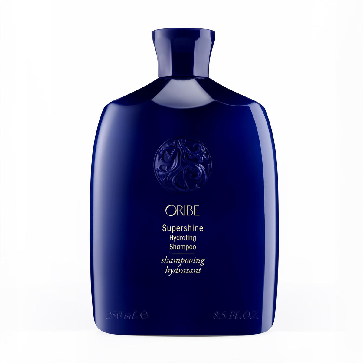 Oribe Supershine front bottle shows elegant packaging and premium shine benefit