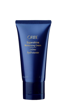 Oribe Supershine travel-size front packaging showing brand and tube, perfect for portability