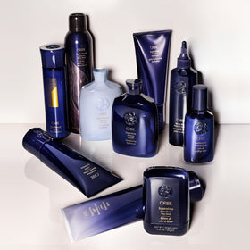 Oribe Supershine tube with UV protection callout for color-safe defense