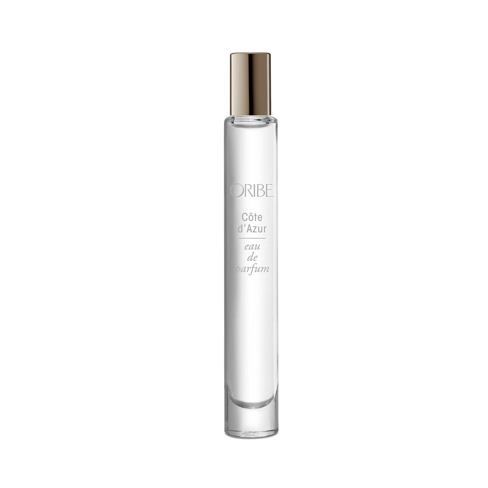 ORIBE travel Côte d'Azur front bottle shot showing elegant branding and compact size for portability