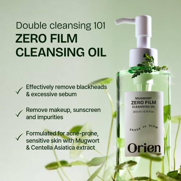 Orien label closeup showing mugwort and centella ingredient focus