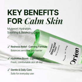 Orien label detail highlighting ingredients and pH balance benefit
