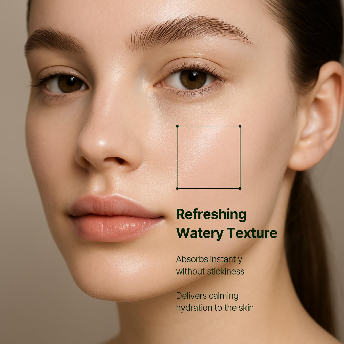 Orien toner texture on hand demonstrating lightweight absorption
