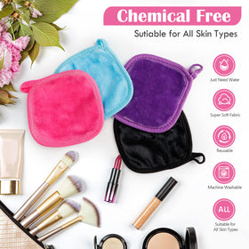 Orighty wet cloth in hand demonstrating easy makeup removal with water